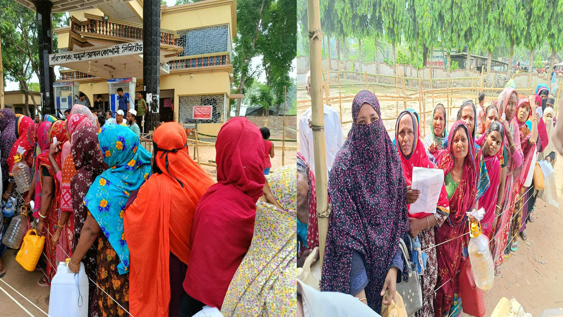 স্বামীর কর্মঘণ্টা বাঁচাতে তেলের দীর্ঘ লাইনে স্ত্রী!