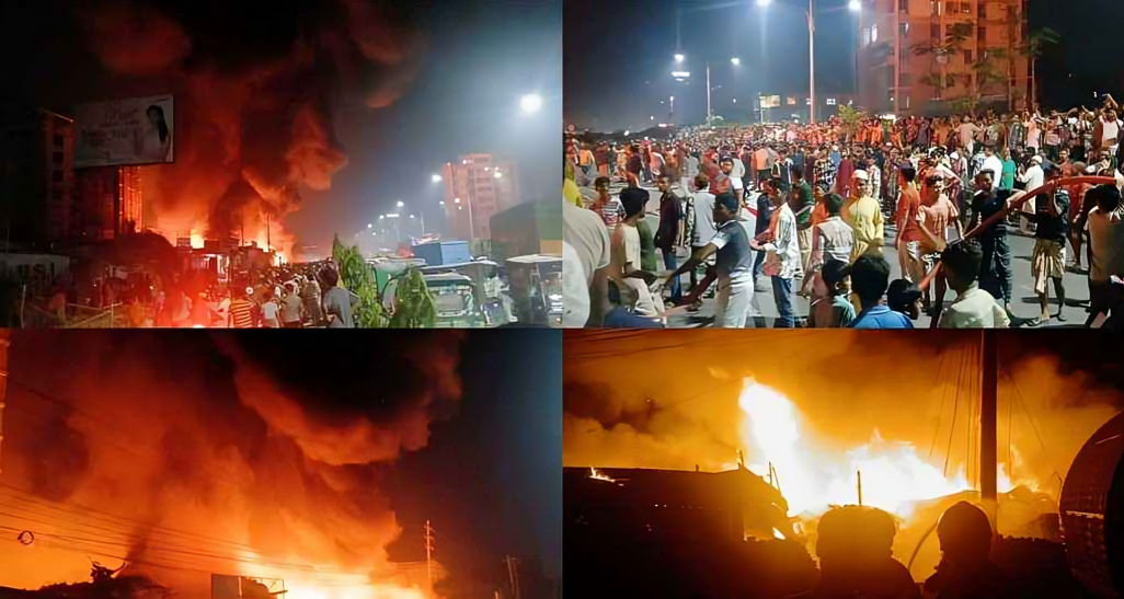 ফতুল্লায় ভয়াবহ আগুন: ঝুটের গুদামসহ কয়েকটি দোকান পুড়ে ছাই