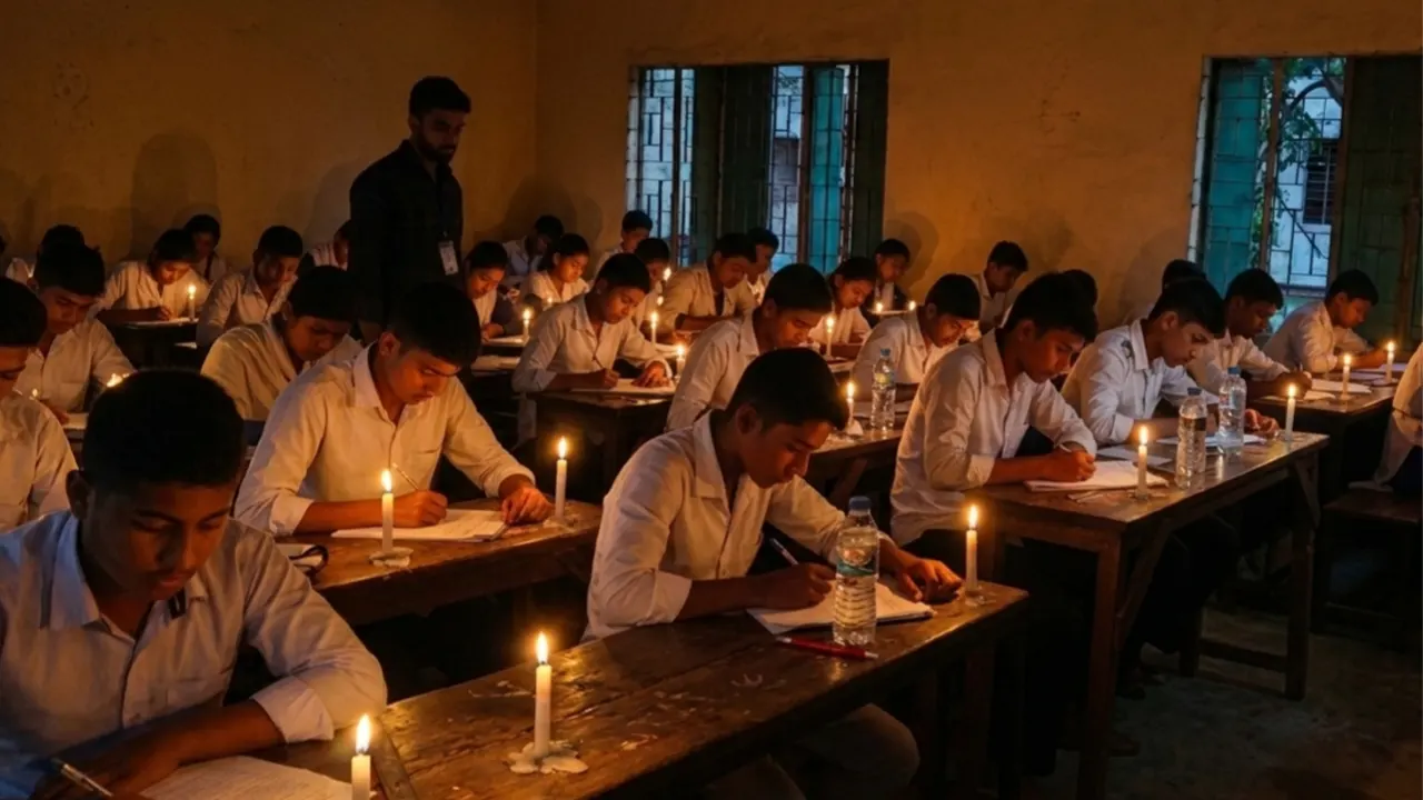 মোমবাতির আলোয় চলছে এসএসসি পরীক্ষা!