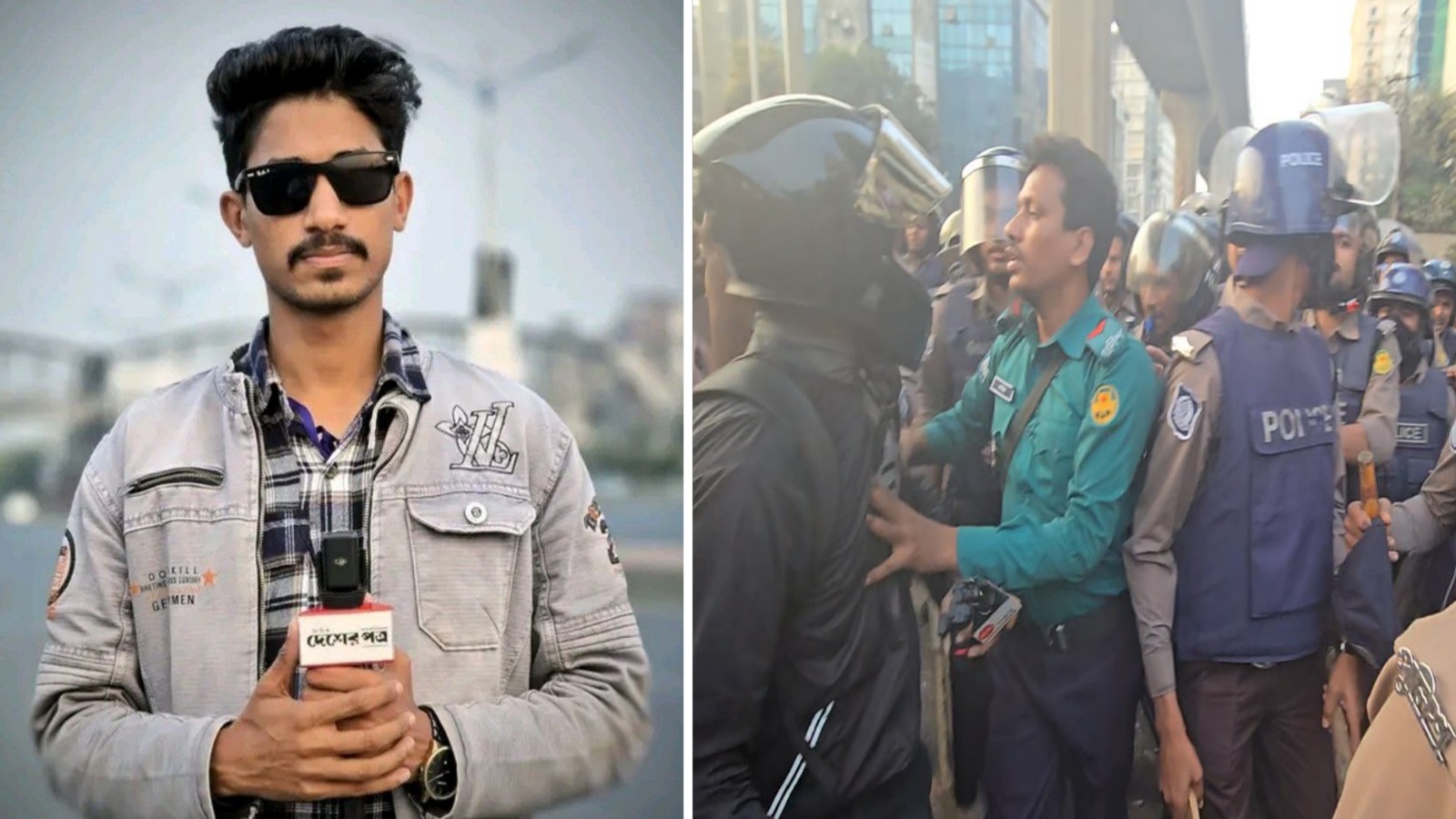 শাহবাগে লাইভ চলাকালেই পুলিশের অতর্কিত হামলা, আহত সাংবাদিক রিয়াদ শেখ