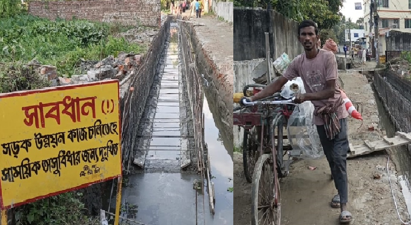 বরিশালে ড্রেন নির্মাণে অনিয়ম: কাজ বন্ধ করল এলাকাবাসী