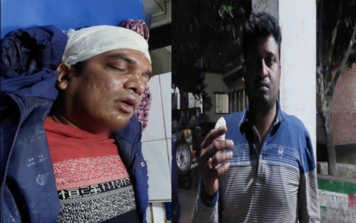 শ্রীপুরে আঞ্চলিক সড়কে গাছেরগুড়ি ফেলে ডাকাতি, ২ পুলিশকে কুপিয়ে আহত