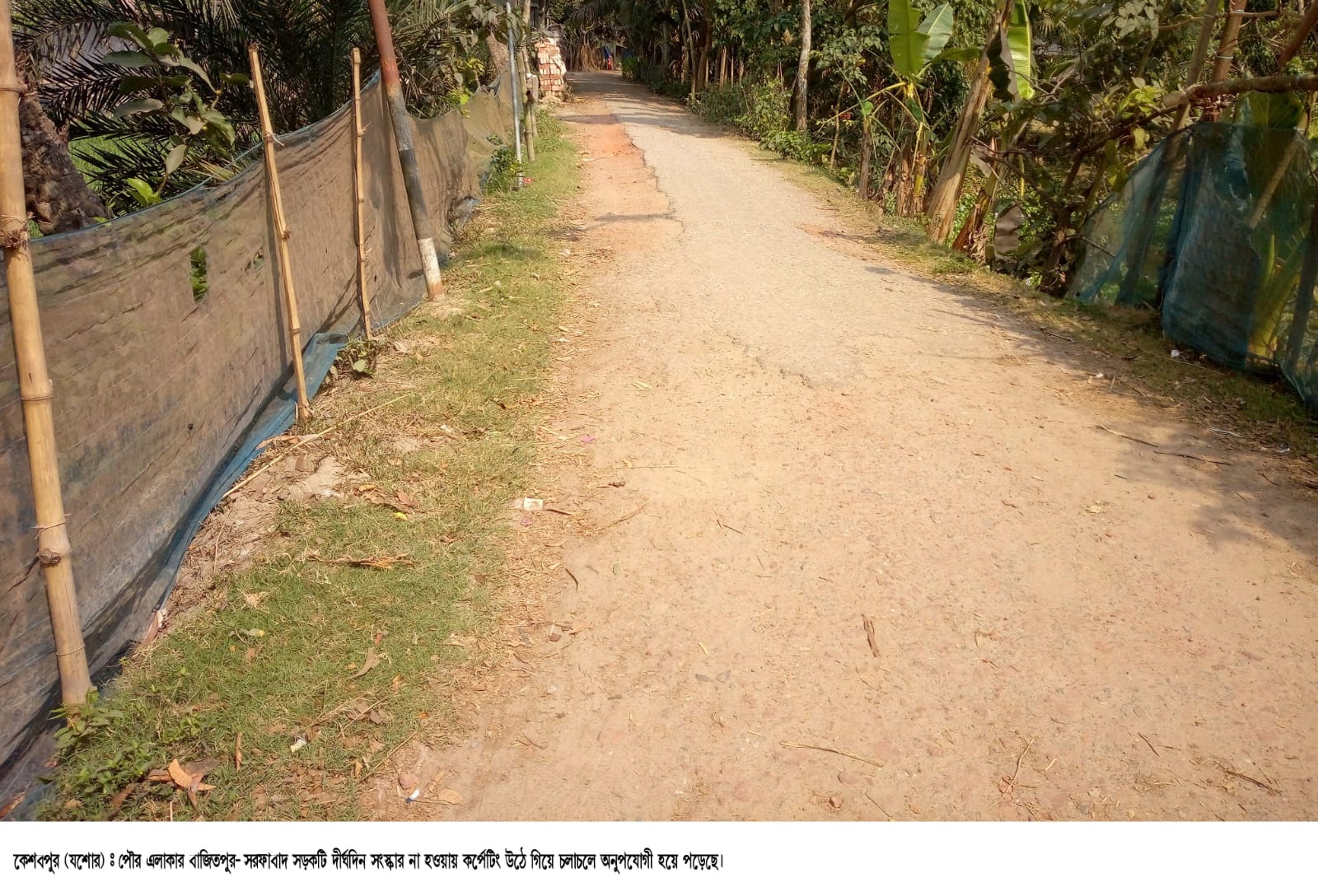 কেশবপুরের বাজিতপুর-সরফাবাদ সড়কটি চলাচলের অনুপযোগী