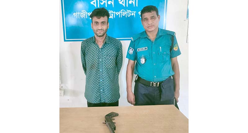 বাসনে দেশীয় আগ্নেয়াস্ত্রসহ গ্রেফতার ১