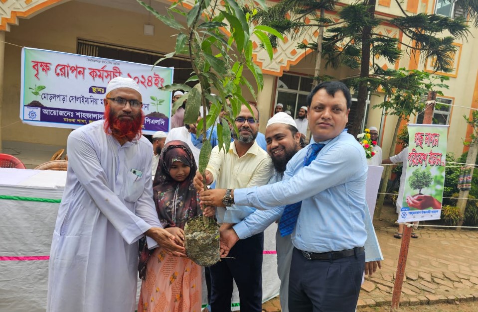 শ্রীপুরে শাহজালাল ইসলামী ব্যাংকের বৃক্ষরোপণ কার্যক্রম