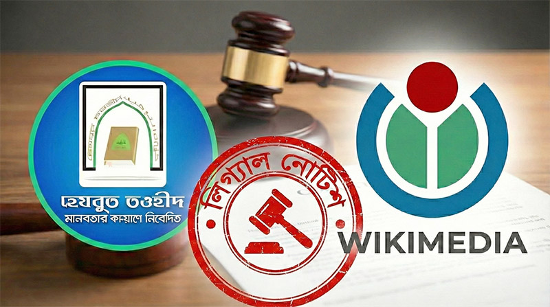 উইকিপিডিয়ার বিরুদ্ধে লিগ্যাল নোটিশ পাঠালো হেযবুত তওহীদ!