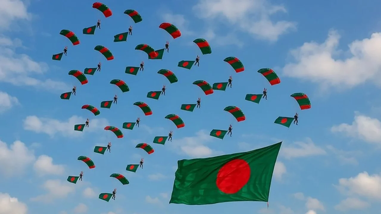 পতাকা হাতে প্যারাস্যুটিং করে বাংলাদেশের বিশ্ব রেকর্ড