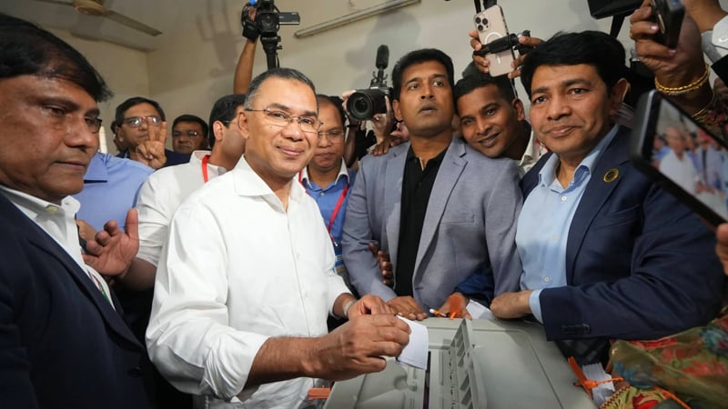 প্রথমবার জাতীয় নির্বাচনে ভোট দিলেন তারেক রহমান
